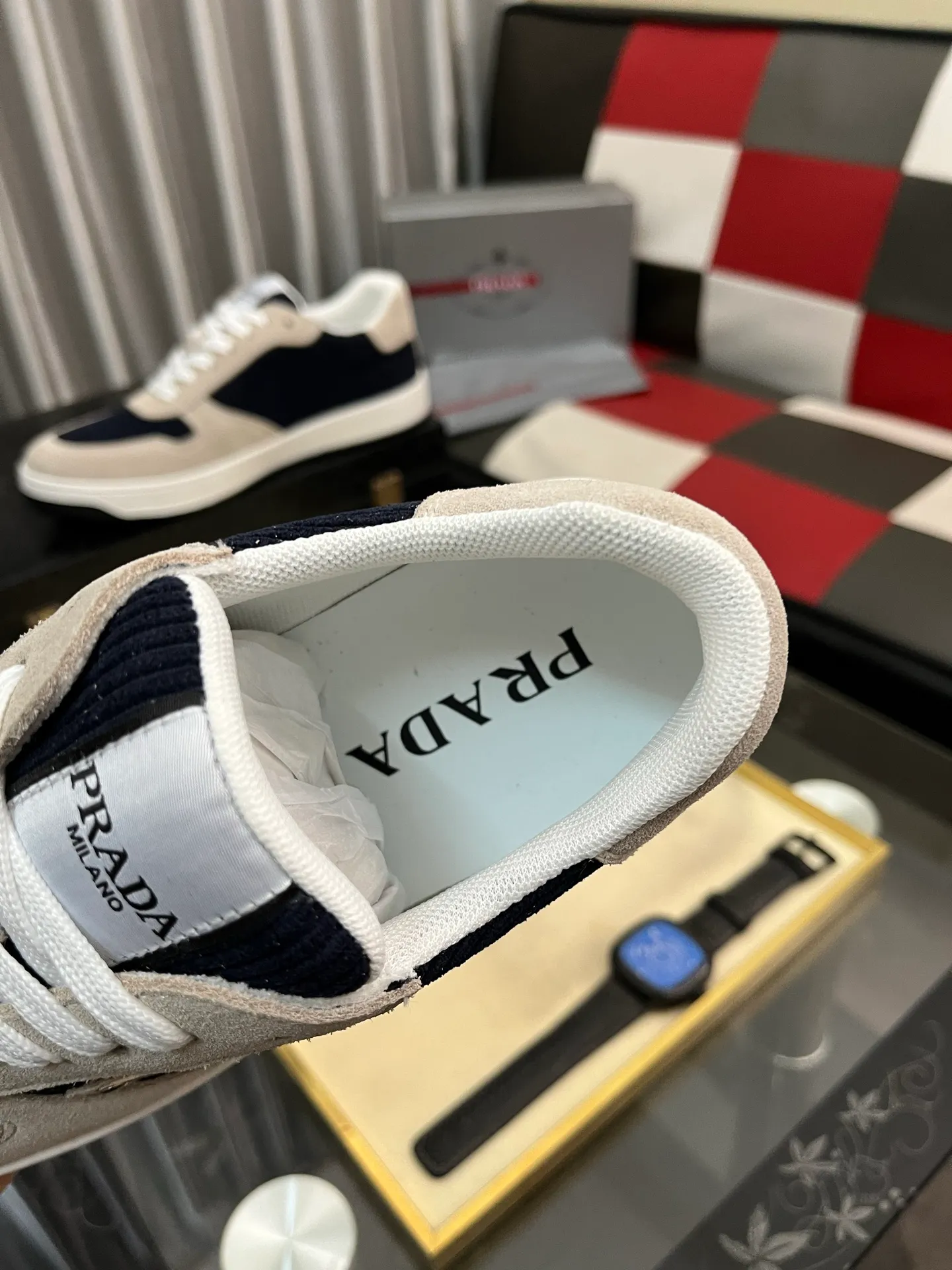 Men's shoes 💰380⌚️⌚️【PRADA】Prada casual shoes, originally developed 1:1, made of high-mercerized cowhide with imported cowhide, silk sheepskin lining, rubber outsole, comfortable and soft on the foot, size: 38-444️⃣Colors available